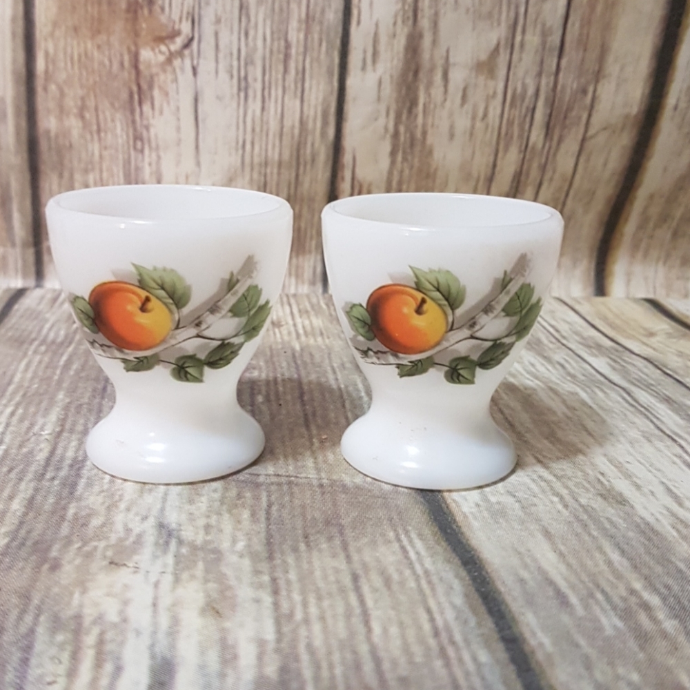 Acropal milk glass egg cups set of 2